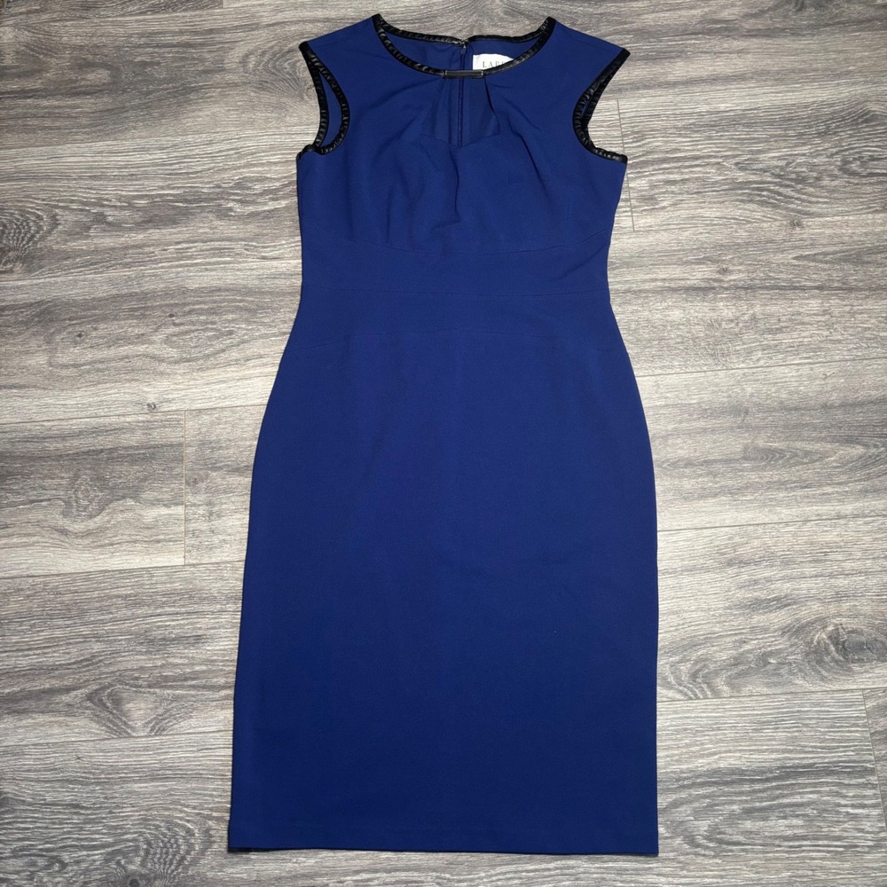 Label by 5 Twelve Womens Blue Sleeveless Sheath Dress Business Casual Office Med